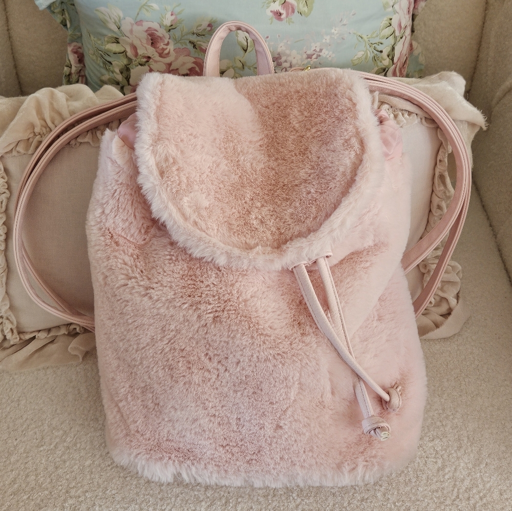 Pink Faux Fur Backpack